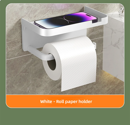 1 Stück wandmontiertes Aufbewahrungsregal, Toilettenpapierhalter, No-Punch Roll Organizer – Badezimmer-Aufbewahrungszubehör