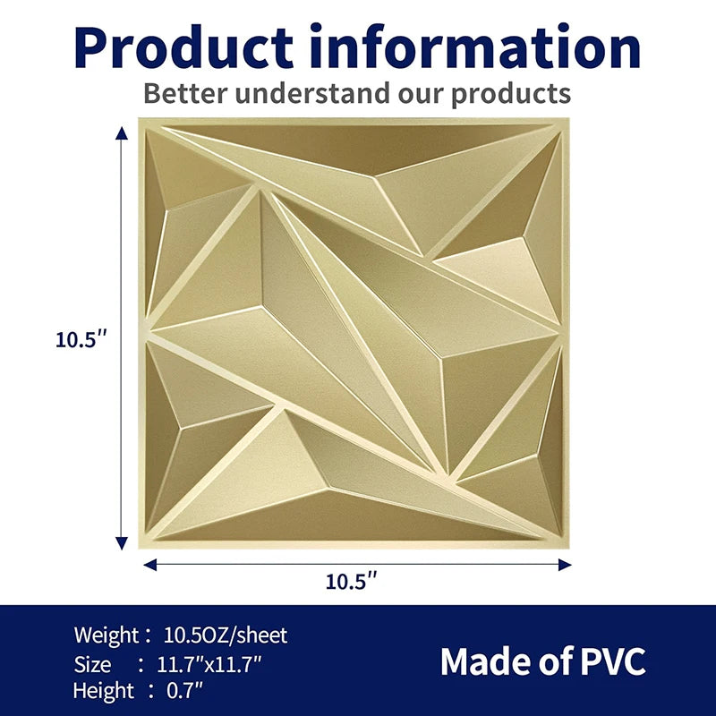 12pcs 30x30cm 3D Wall Panel Shining Gold 3D Wall Sticker Champagne gold color Wedding party background wall art Wood grain paper