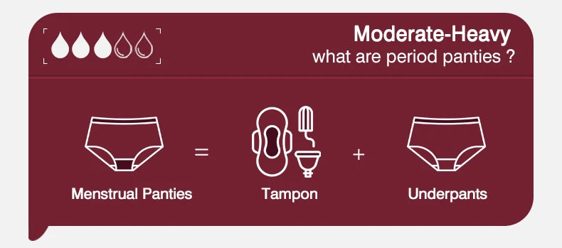 Moonful Women's Menstrual Panties High Waist Leak Proof 4 Layer Breathable Lace Period Underwear Girls Absorbent Brief.