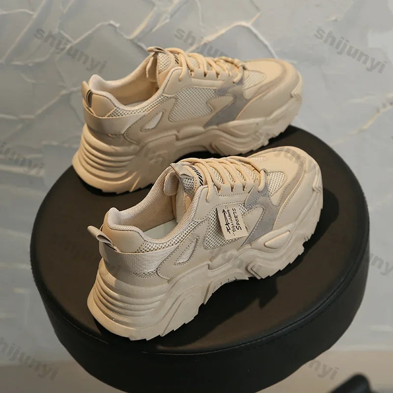 Chunky Platform Sneakers for Women Autumn New Fashion Thick Sole Vulcanized Shoes Woman Casual Non Slip Breathable Sports Shoes.