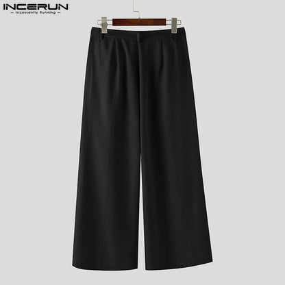 INCERUN Summer Men's Sets Solid Color Sleeveless Tops Tee Buttons Summer Long Pants Male Two-piece Suits Streetwear 2PCS S-5XL.