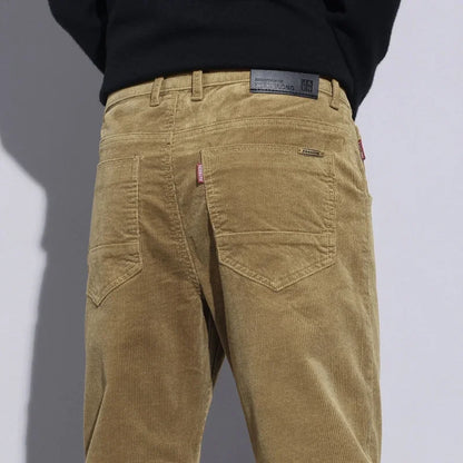 KUBRO High Quality Corduroy Fabric Men's Business Casual Trousers Autumn Korean Style Small Straight Slim Versatile Cargo Pants