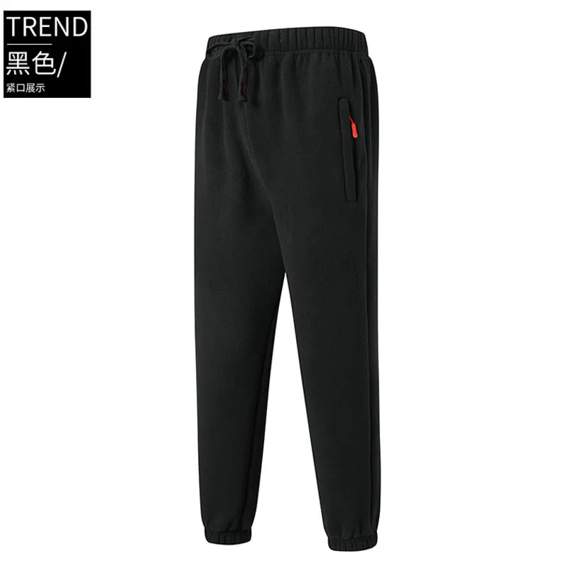 8XL Men's Down Pants Plus Size Winter Plus Velvet Thick Loose Cotton Pants Big Size Solid Color Warm Lamb Down Casual Sweatpants