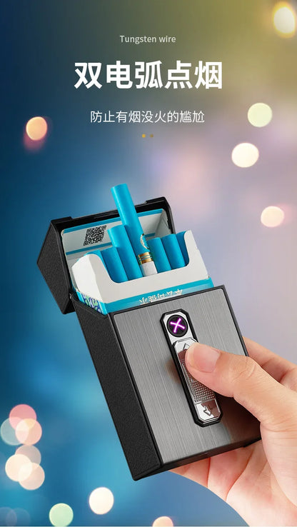 20 Whole Pack Cigarettes Dual Arc USB Charging Lighter Outdoor Moisture-proof And Waterproof 2 in 1 Electronic Lighters Smoking.