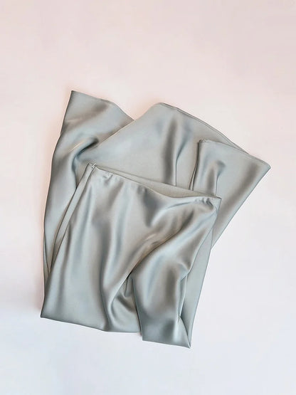 French Style Chic Women's Acetic Acid Satin Flowy High Waist Hip Hugging Skirt for Spring/Summer Fishing Tail Skirt A-line Skirt.