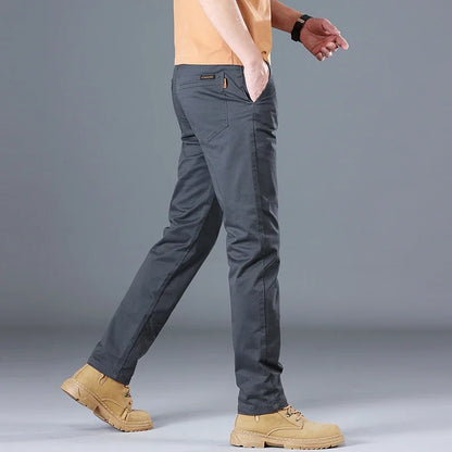 Men's High Quality Pure Cotton Classic Solid Color Casual Pants Business Stretch Slim Straight Brand Trousers Male Autumn New.