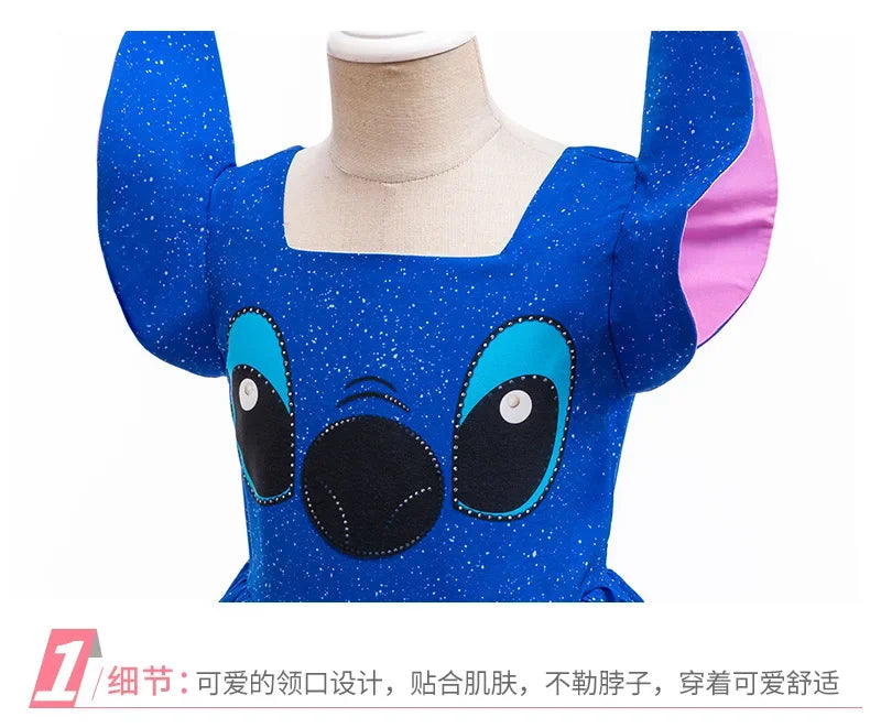 Baby Disney Film Stich Rolle Spielen Kostüm Sets Cartoon Niedliche Prinzessin Kleid Bühne Leistung Halloween Karneval Kinder Kleid.