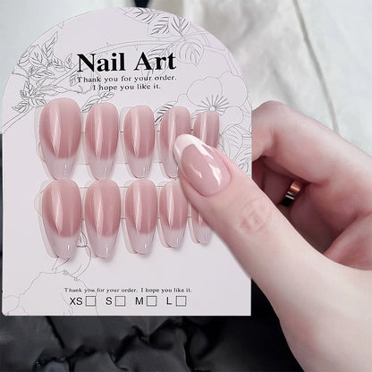 24pcs(+Tools) Pearl Bow Nude Pink Press On Nails White French Fingertips Almond Full Cover Fasle Nails New Year Nail Accessories