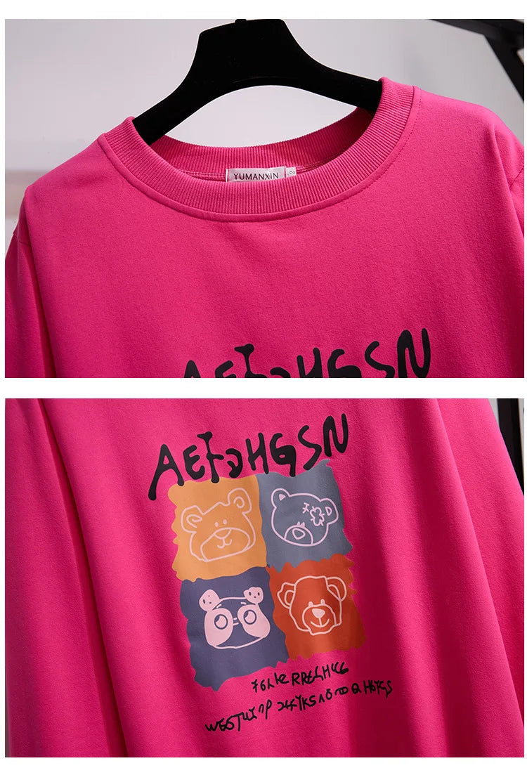 175Kg Plus Größe frauen Fehlschlag 170 Frühling Herbst Neue Lose Rundhals Cartoon Sweatshirt 6XL 7XL 8XL 9XL 10XL 11XL 6 Farben