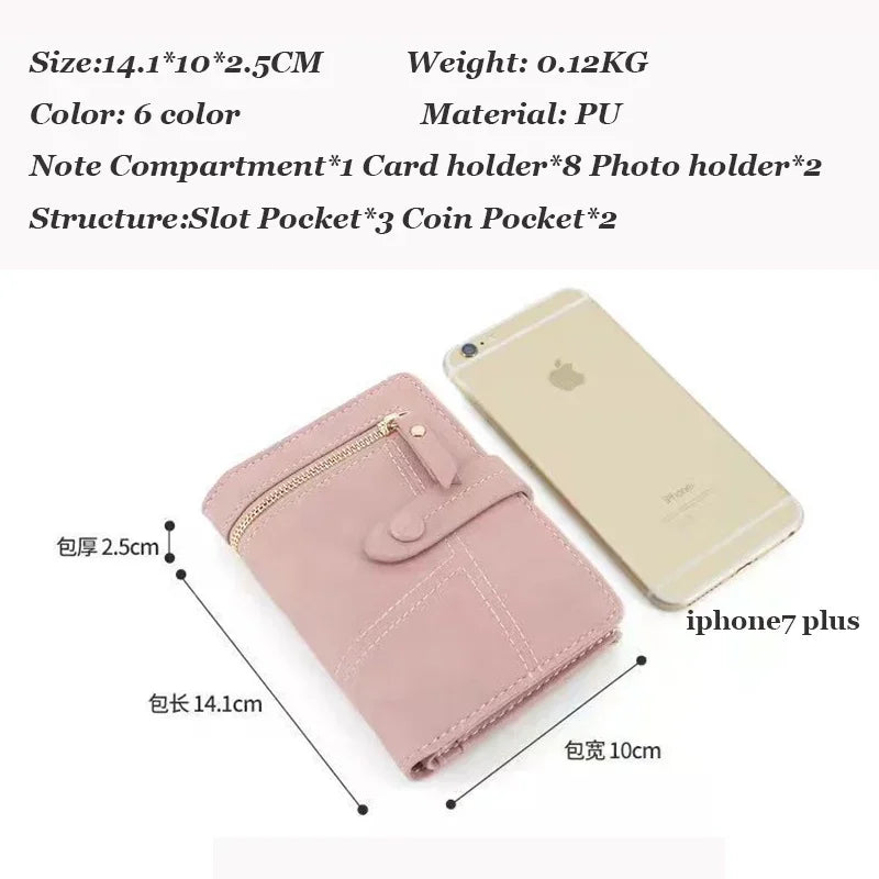 Personalized Name Women’s Short Wallet -Customize Name Multifunctional Solid Color Stitching Buckle，Multi-Card Slot Coin Purse.