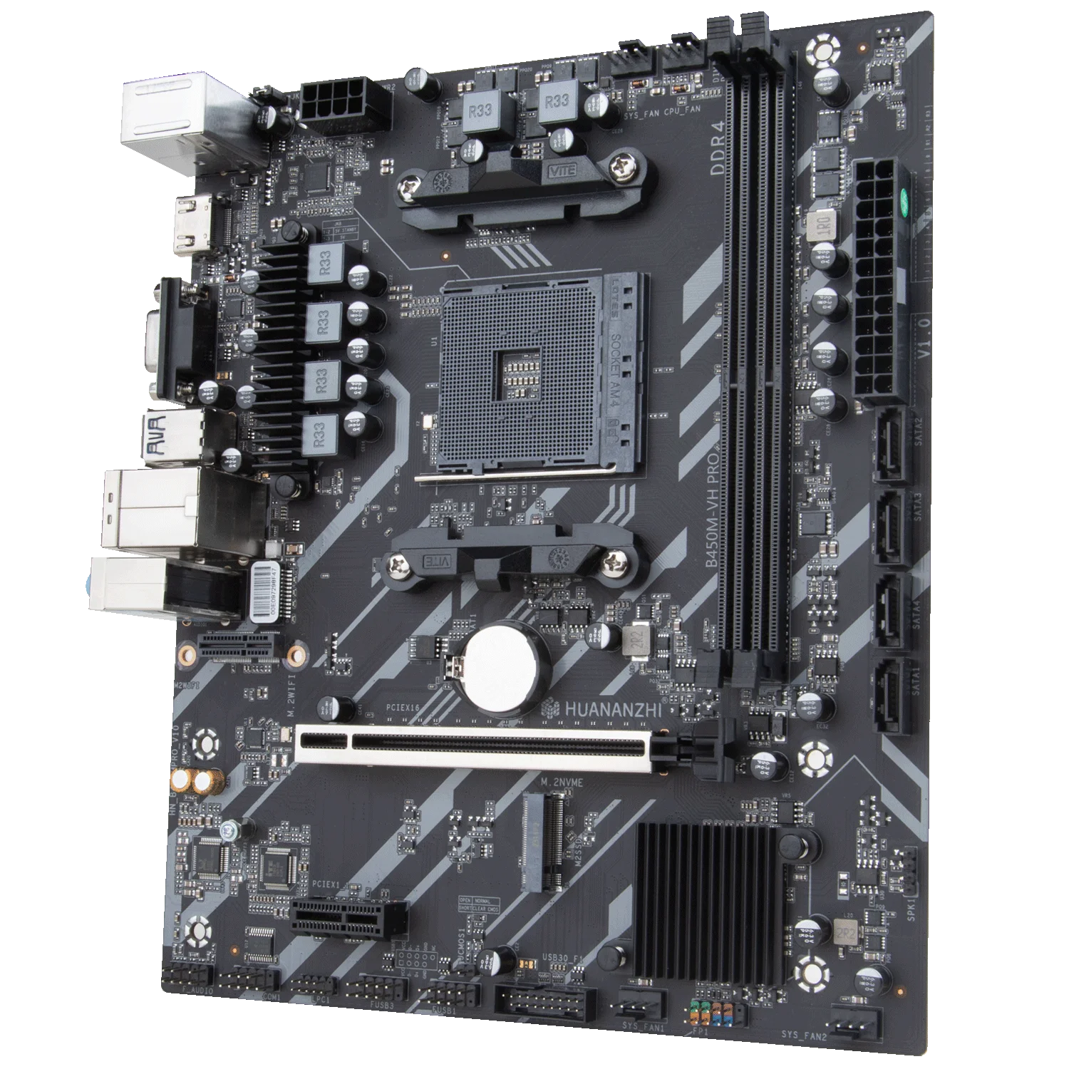 HUANANZHI AMD B450M VH PRO Gaming Motherboard USB3.0 M.2 Nvme Sata3 Supports Ryzen 5500 5600 5600G CPU.