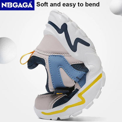Kid Sneakers Sport Shoes for Boys Fashion Leather Children Breathable Mesh Comfort Shoes Casual Walking Outdoor Running Shoes.