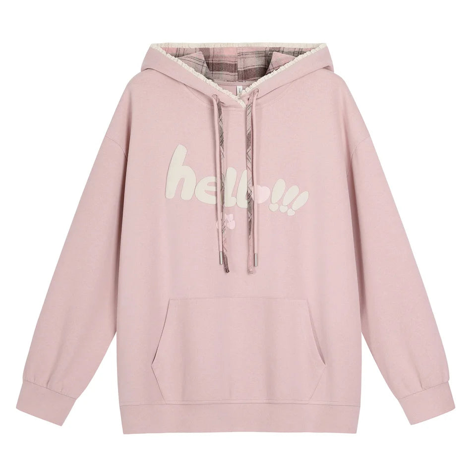 GIBSIE Plus Size Kängurutasche Kordelzug Hoodies Damen Herbst und Winter Kapuze Langarm bedruckt lose Sweatshirt Tops.