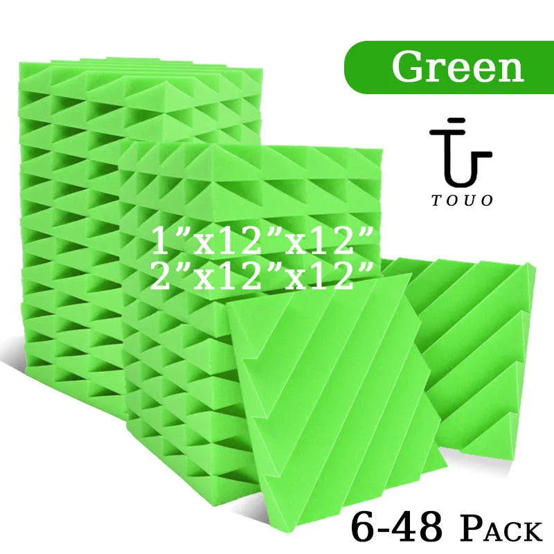TOUO Diamond Groove Acoustic Foam 6/12/24 Pcs Wall Soundproofing Drum Room Acoustic Treatment High-Density Soundproof Material