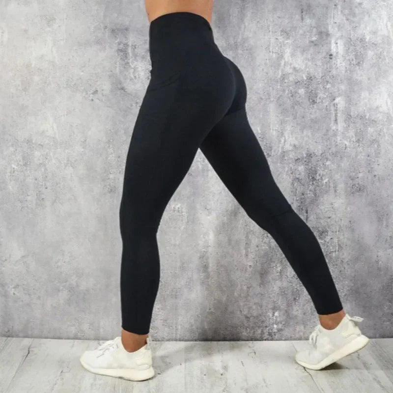 Yoga Fitness Women Leggings High Waist Tights with Pocket Gym Workout Running Stretchy Sexy Butt Liftting Casual Skinny Pants.