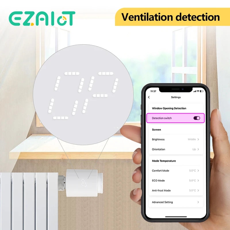 Smart Thermostat TRV Radiator Valve Zigbee/WiFi Tuya Actuator Head Remote Temperature Controller Voice Control Alexa Google Home.