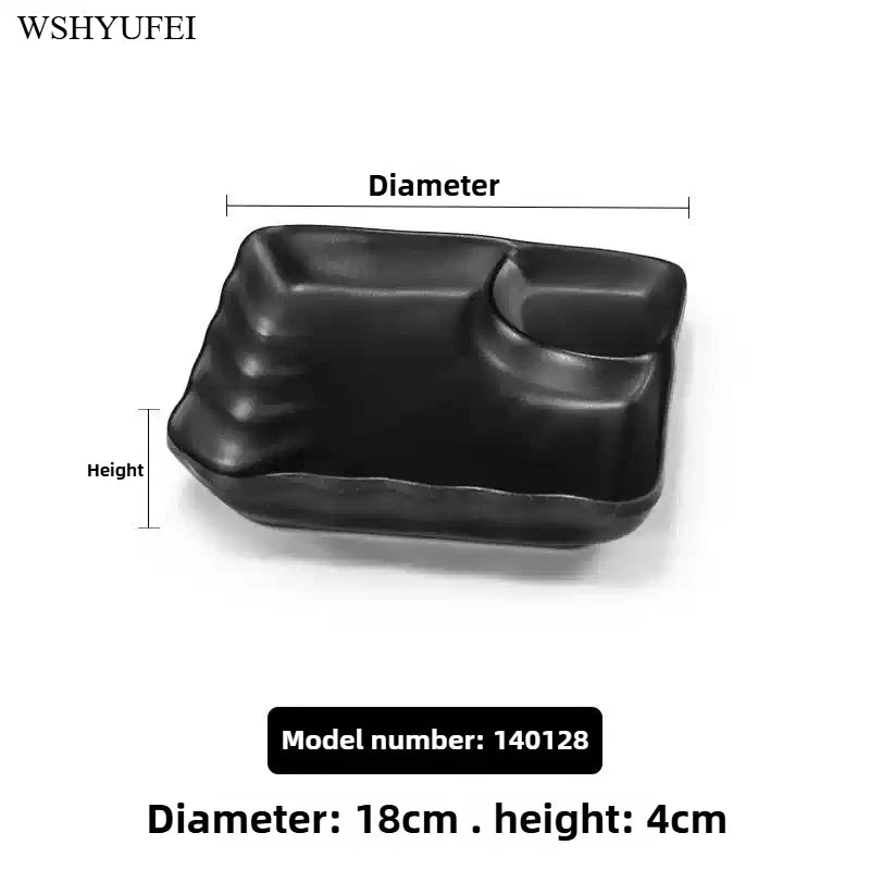 Black Melamine Plate Plastic Barbecue Dish Commercial Cutlery Kitchen Dinner Plates Not Easily Broken Tableware Accessories