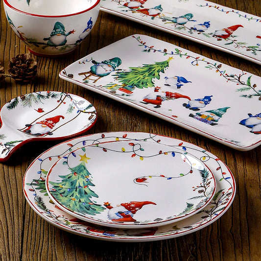 Goblin Series Ceramic Plate Large Dinner Plate Rectangle Tray Christmas Tableware Underglaze.