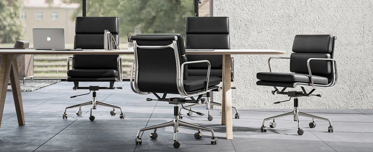 Verstellbarer Bürostuhl aus echtem Leder mit Lordosenstütze, Legierungsarmbasis, Chefsessel, ergonomische Schreibtisch-Computerstühle