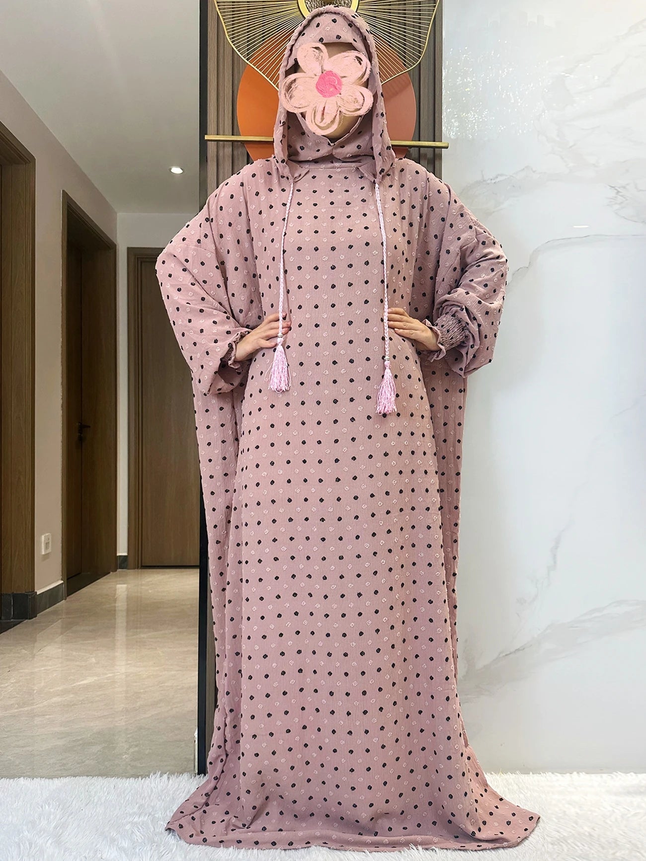 Latest Ramadan Soft Cotton Prayer Abaya Double Hats Dubai Turkey Islam Prayer Clothes Fabric Dresses Islam Women Dress Kaftan.