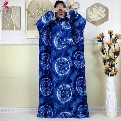 2025 New Muslim Abayas For Women Ramadan Prayer Garment Dubai Middle East Femme Robe Cotton Loose African Dress Turban Attached.