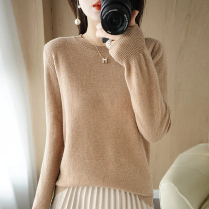 Herbst Winter frauen Pullover Oansatz Kaschmir Solide Pullover Schlank Bodenbildung Shirt Langarm Casual Grundlegende Pull Femme Pullover