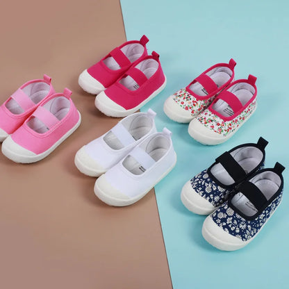 2024 New Spring Autumn Baby Girl Shoes Kids Canvas Shoes Children Casual Sneakers Candy Color Flowers For Girls Floral Prints.