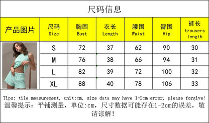 Lässiges, solides, geripptes Strick-Lounge-Set für Damen, ärmelloses Tank-Top und Shorts mit Salatsaum, zweiteiliges Sommer-Pyjama-Outfit, Homewear.