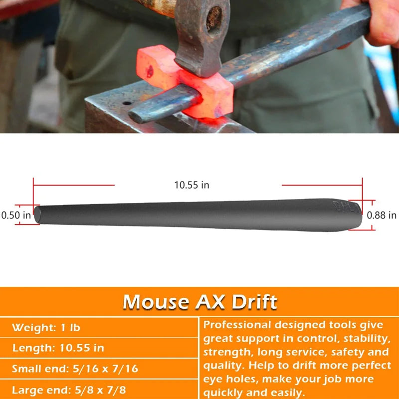 Blacksmith Drifts Kit Großer Hammer Tomahawk Maus Axt Drifts Hammer Eye Drift Tool Kit für Blacksmith Knifemakers