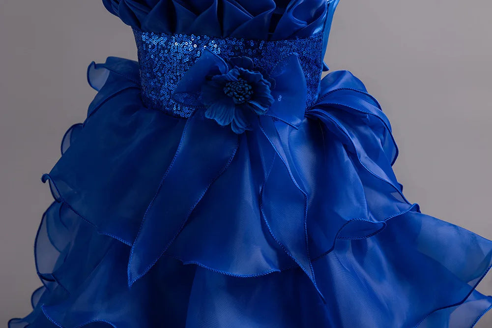 Blumen junge Kuchen flauschigen Design Mädchen Schwanz flauschige Prinzessin Kleid perfekt für Party und Bankett Kleider im Alter von 4-12.