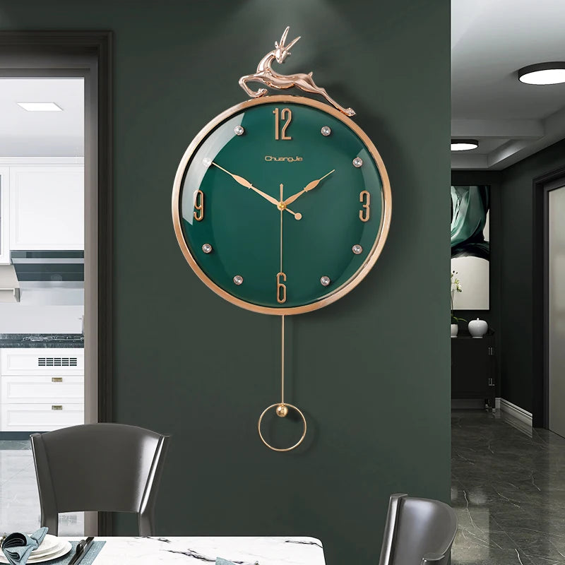 13-Zoll-Wanduhr mit verheißungsvollem Hirsch, nordisches kurzes Design, Wohnzimmer-Dekoration, Küche, Stummschaltung, Uhren, Kunst, Wanduhr, Heimdekoration, NEU
