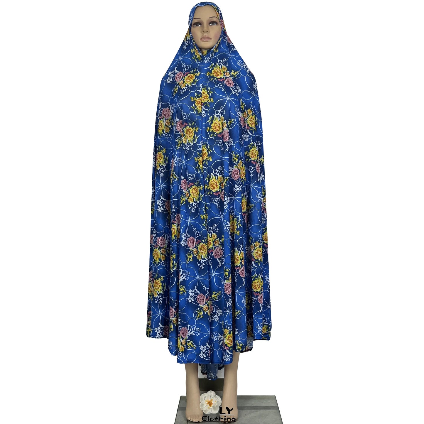 New Dubai Islamic Robe Ramadan Womens Hooded Abaya African Sleeveless Loose Soft Prayer Garment Muslim Floral Dress With Hijab
