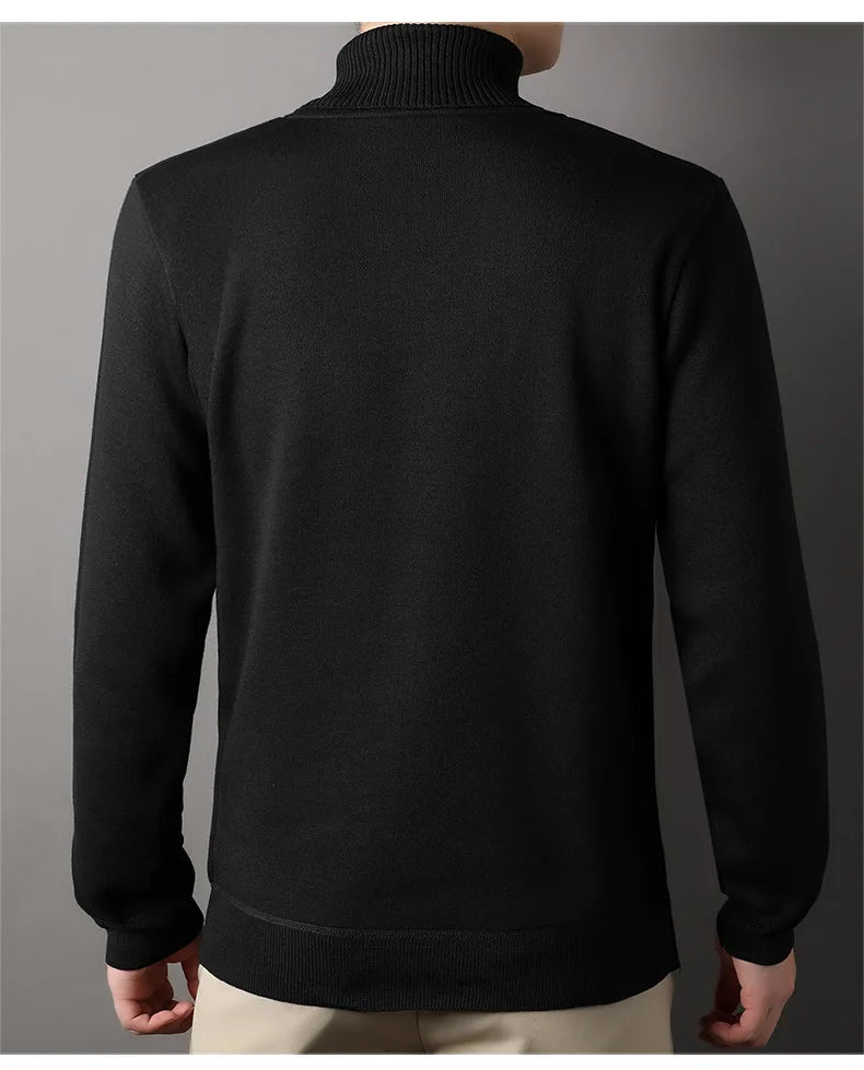 Men's Autumn Winter New Turtleneck Sweater Warm Cozy Solid Color Casual Bottom Knitted Pullovers Male Fashion Knitwear