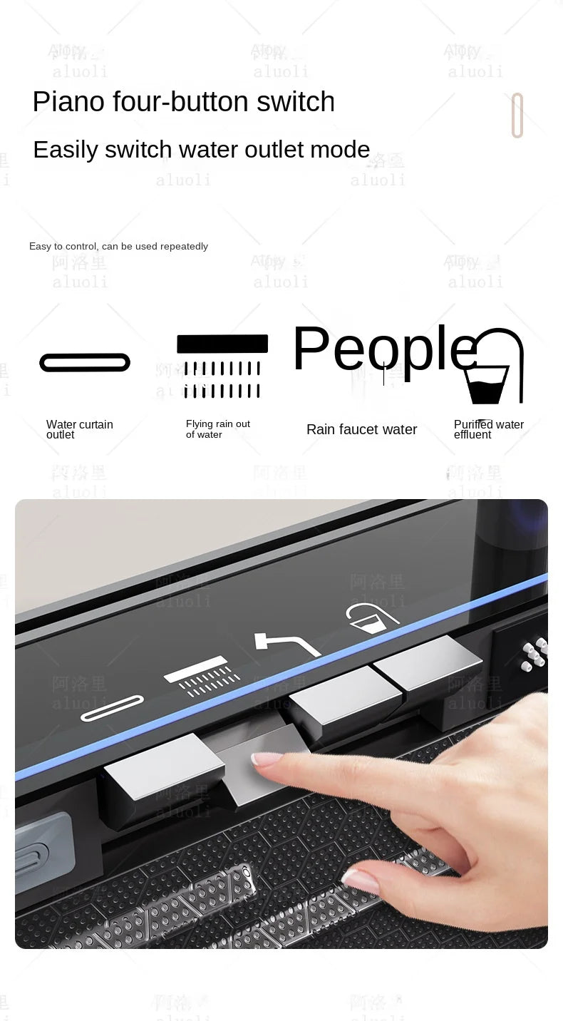 Kitchen 304 Stainless Steel Waterfall Sink, Large Single Slot, Digital Display Embossed Washing Basin Household Dishwashing Sink