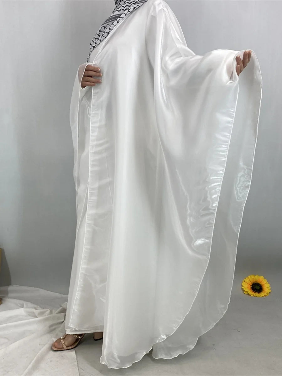 Muslim Women Dubai Abaya Stain batwing sleeve Long Dress Kimono Cardigan Kaftan Modest Robe Femme Islam African Dresses Kebaya.