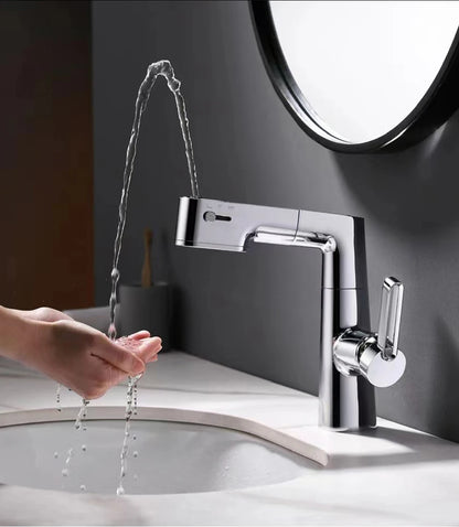 VGX Multifunctional Bathroom Faucets Pull Out Basin Mixer Sink Faucet Gourmet LED Display Tap 360° Tapware Crane Brass Chrome