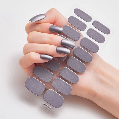 Glitter Gradient Full Cover Nail Art Stickers Fashion Silver Purple Nail Polish Strips DIY Waterproof Nail Foil Sticker Manicur