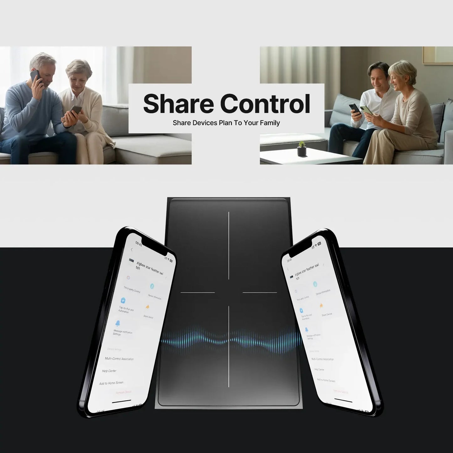 MOES Tuya ZigBee Star Feather Schalter US Smart Air Touch mit neutraler Lichtszene 2in1 APP-Fernbedienung mit Alexa Google Home