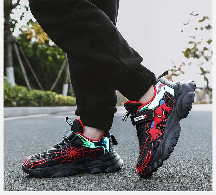 Disney Kids Sneakers Boys Tennis Shoes Comfortable Mesh Shoes Lightweight Outdoor Children's Sports Walking Black Blue Shoes.