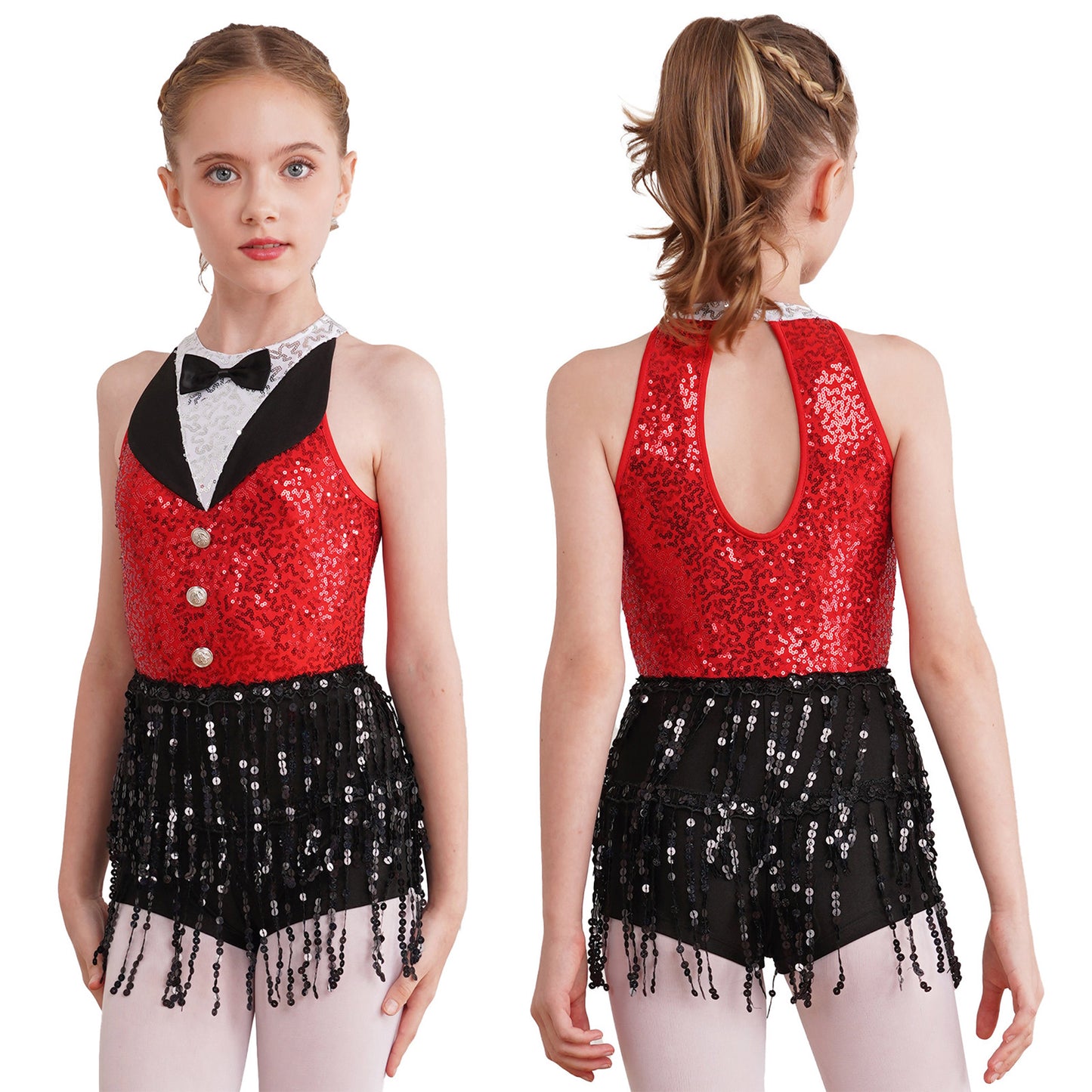 Kind Mädchen Ärmellose Glänzende Pailletten Quaste Boyshorts Kleid Latin Jazz Dance Cha-cha Samba Bühne Leistung Kostüm Dancewear