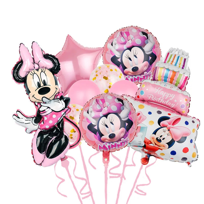 Disney Minnie Mouse Birthday Party Decoration Pink Minnie Paper Cups Plates Napkin Tablecloth Tableware Balloosn Baby Shower Kid