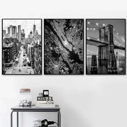 New York City Canvas Posters and Prints Black and White Wall Art Pictures Living Room Decoration Painting on The Wall Home Decor.