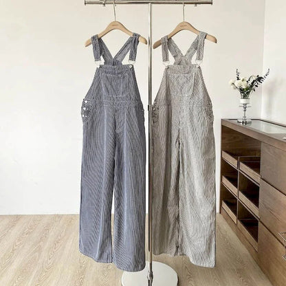 Jumpsuits Loose Casual Straight Pants American Style Jeans Vintage Artistic Rompers One Piece Outfits Autumn Women Clothing.