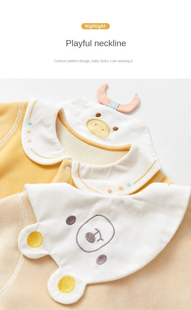 Baby-Body, ausgehend, warm und gezupft, Herren- und Damen-Herbstkleidung, Säuglingsspielanzug-Set, Herbst und Winter.