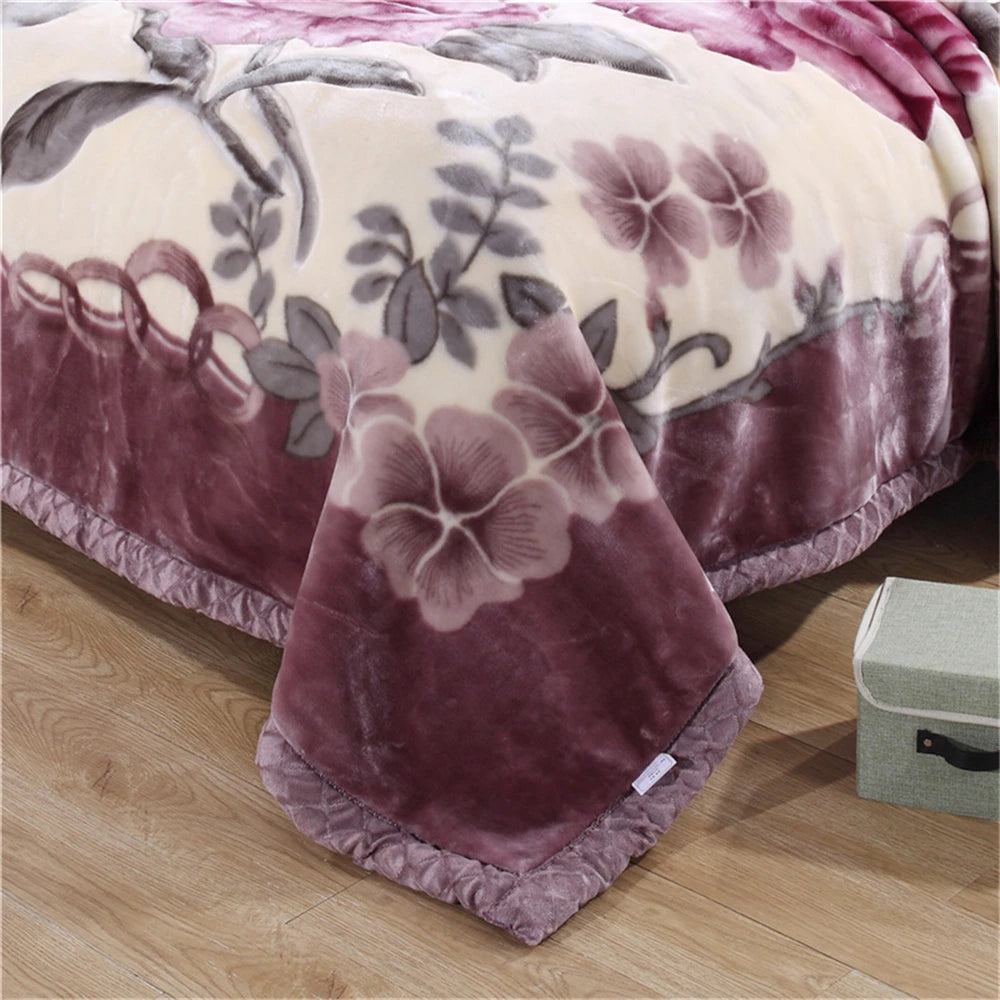 Soft Warm Fluffy Blanket Spring Summer Double Layer Raschel Mink Throw Blanket Bedspread Coverlet Thick Blanket.