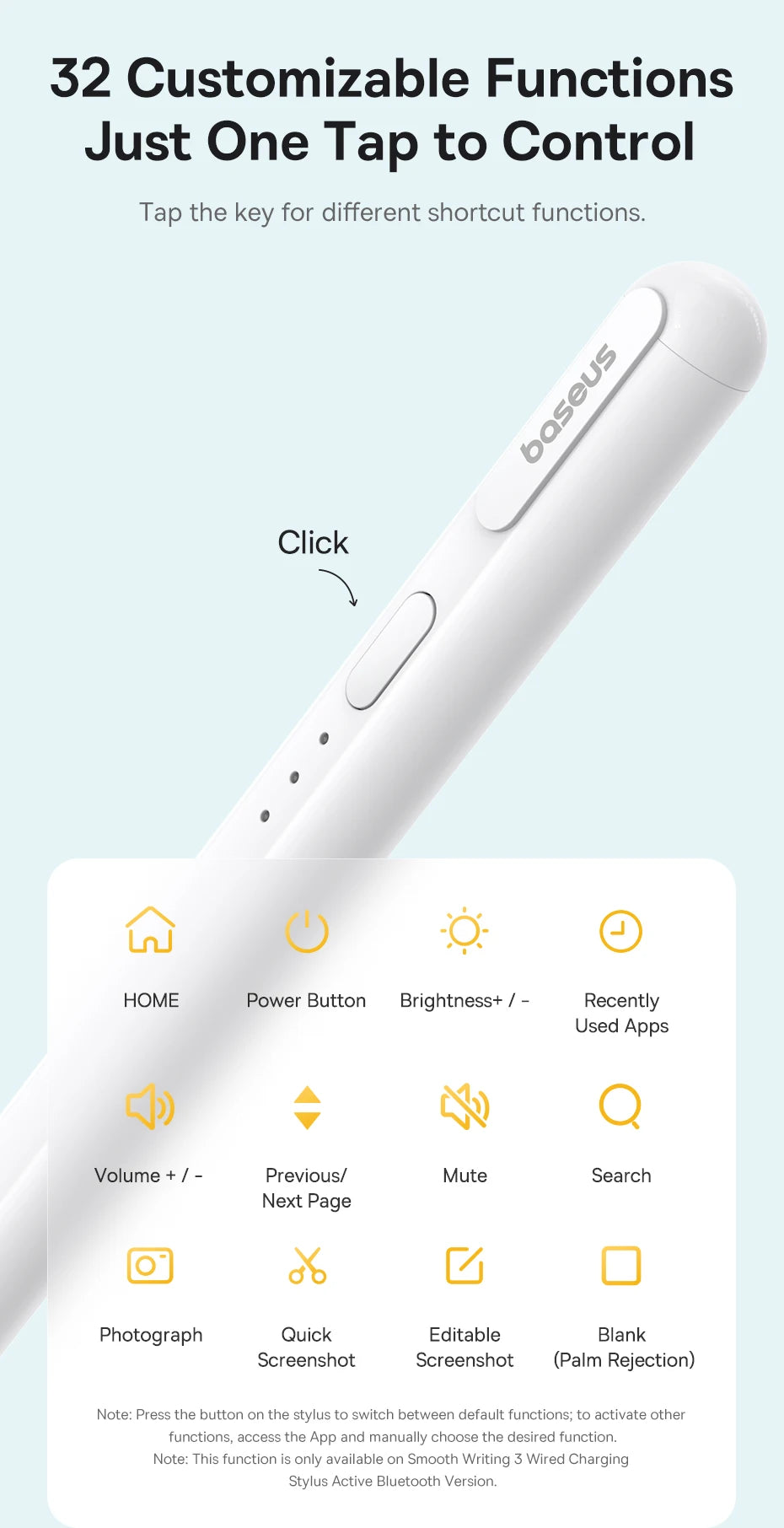 Baseus 3rd Gen Bluetooth Stylus for Apple Pencil Palm Rejection Compatible with iPad pro Mini Air 2024 2022-2018 for Apple Pen