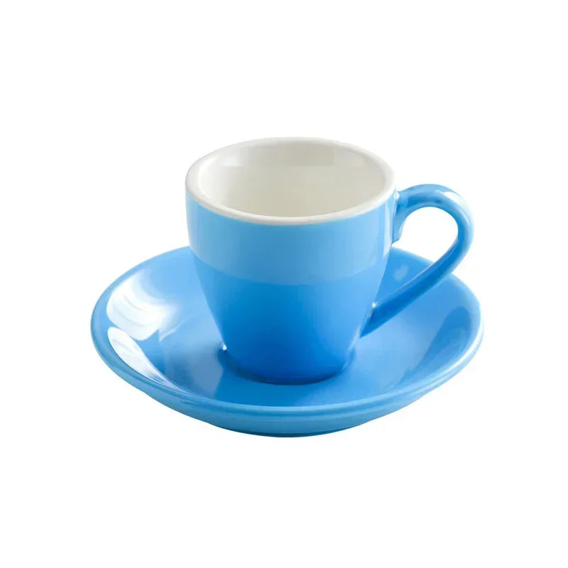 80ml Ceramic Coffee Cup and Saucer Espresso Cups Porcelain Afternoon Teacup Breakfast Milk Mug Cute Pottery Mugs Wholesale.