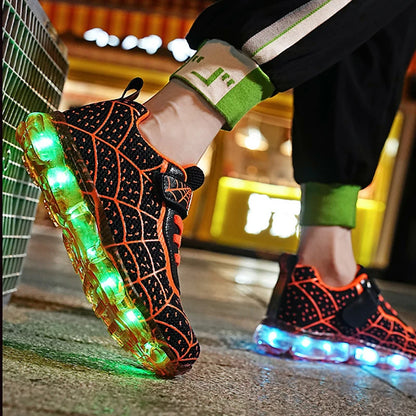 YUNICUS Breathable Sports Children'S Shoes Boys Leisure Sports Led Marquee Light Shoes Sneakers Boys Usb Charging Light Shoes.