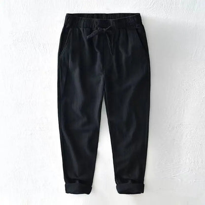 Chinesischer Stil, atmungsaktiv, Kordelzug, elastische Taille, Leinen, Freizeithose, Herren, lose Baumwolle, Leinen, lange Hose, Ramie-Strandhose, schick.