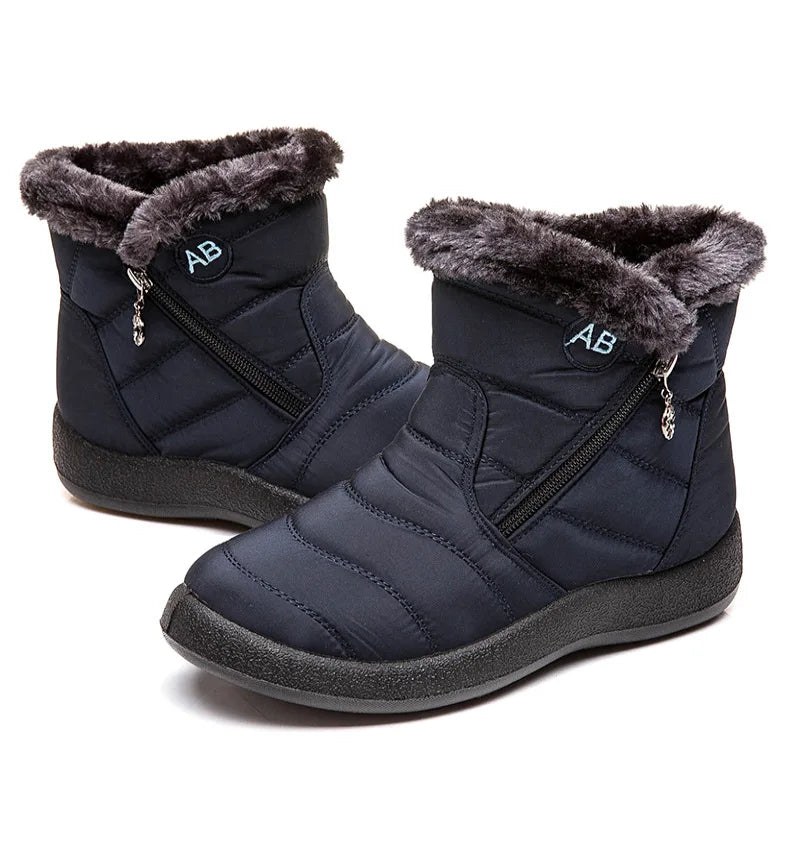 Boots Women's Ankle Boots With Fur Waterproof Snow Botas Mujer Elegant Winter Shoes For Woman Winter Boots Casual Black Footwear.
